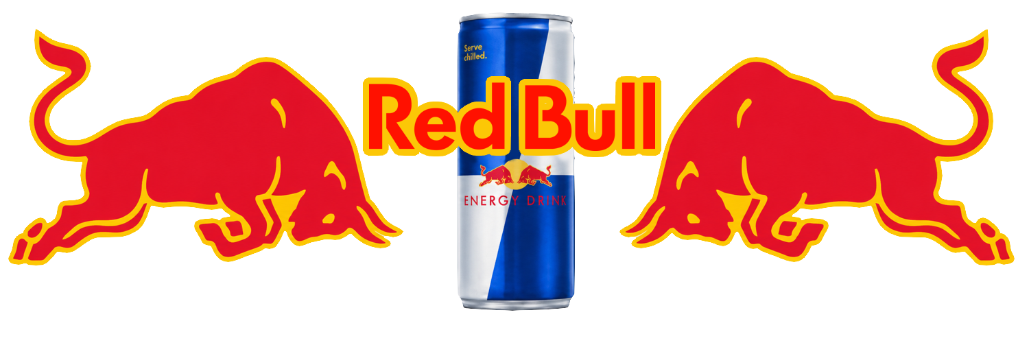$REDBULL — two charging bulls flanking an energy drink can